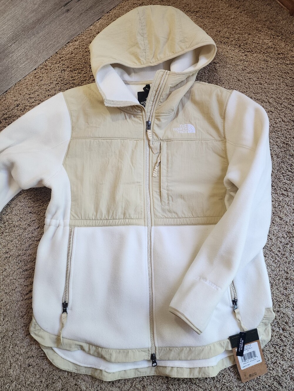 Women New Nwt The North Face Denali Hooded Fleece Jacket M Med Cream White Tan